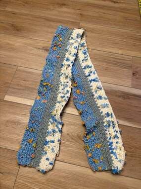 Handmade Multi-Colored Textured Crochet Skinny Scarf